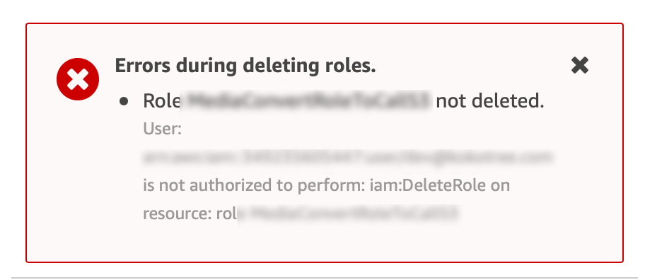 AWS user is not authorized to perform: iam: DeleteRole - Studyraft