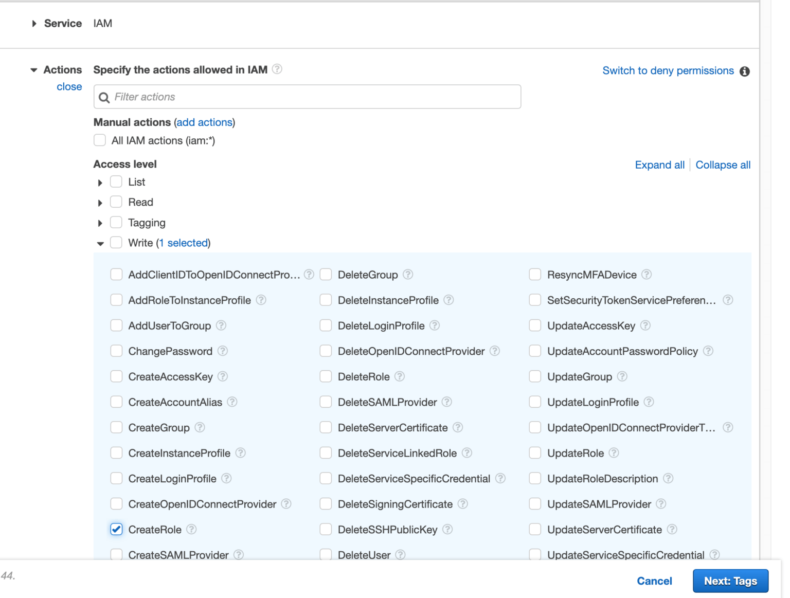 AWS user is not authorized to perform: iam:CreateRole - Studyraft