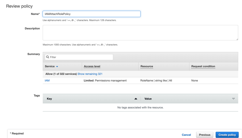 AWS user is not authorized to perform: iam: AttachRolePolicy - Studyraft