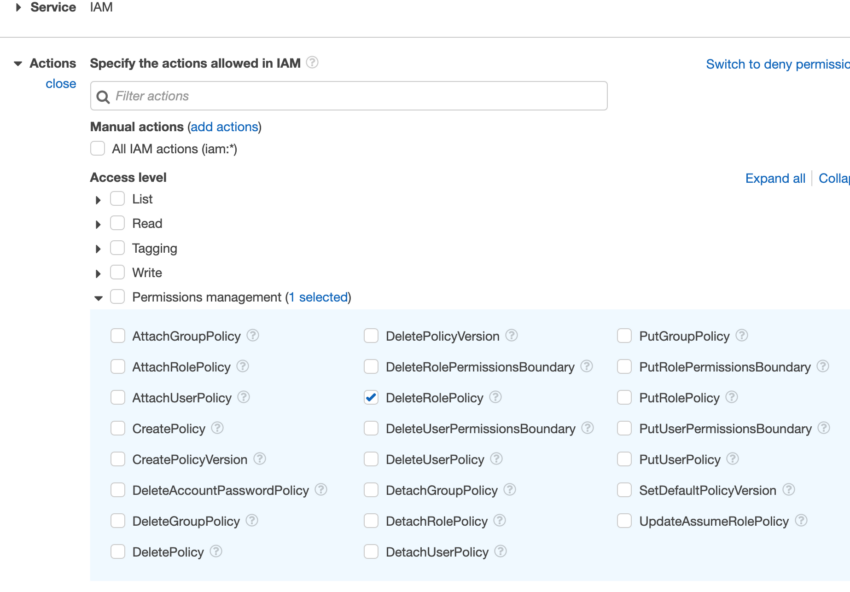 AWS user is not authorized to perform: iam: DeleteRole - Studyraft