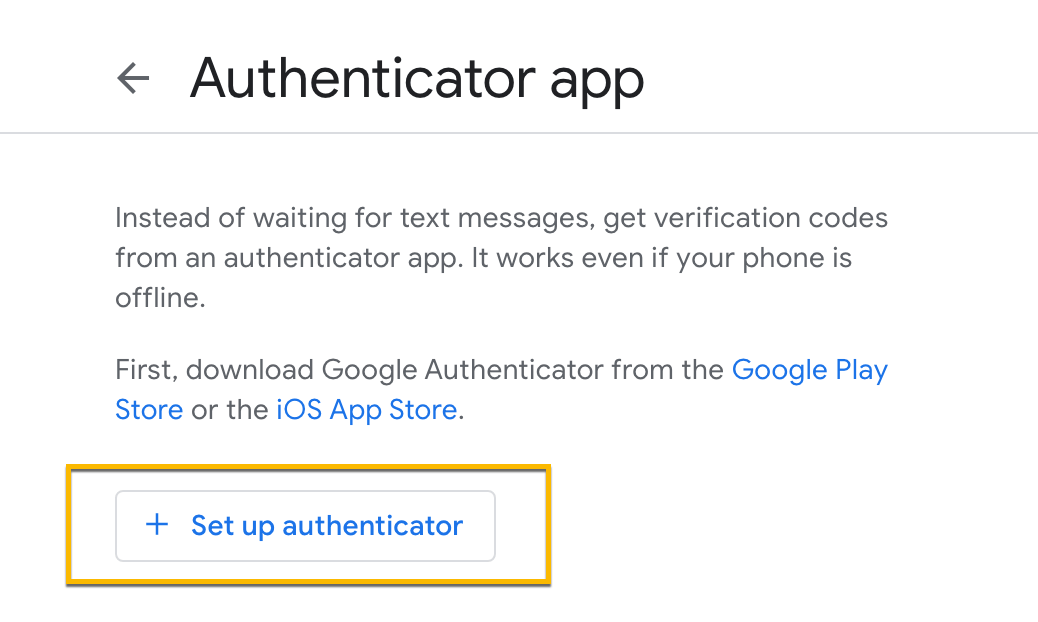Set up authenticator