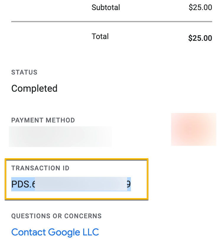 how to get transaction id in google play console